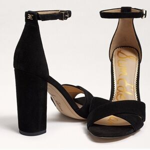 SAM EDELMAN YANCY 4” HEEL SUEDE LEATHER PEEP TOE SANDALS 7